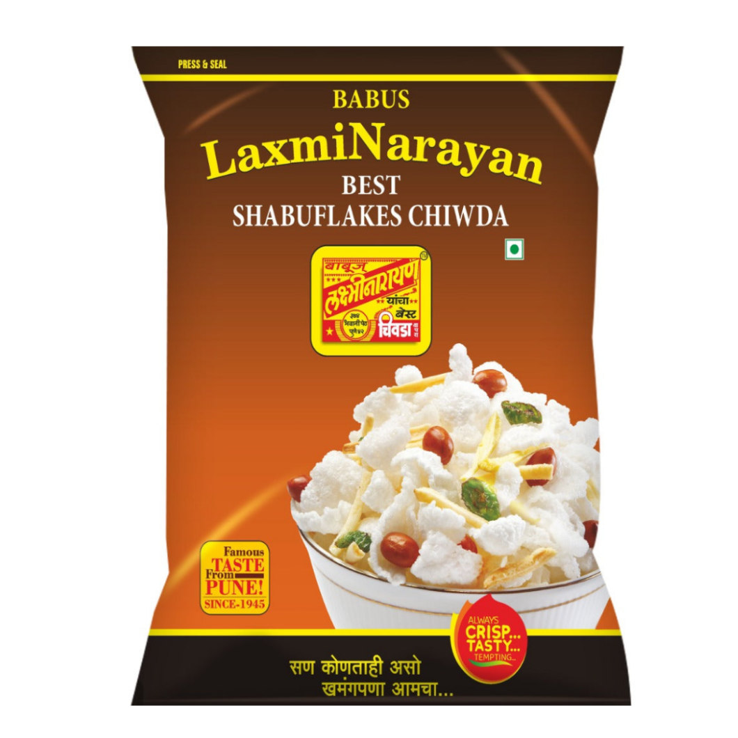 Pack of two Babus Laxminarayan Shabuflakes Chiwda snack packs