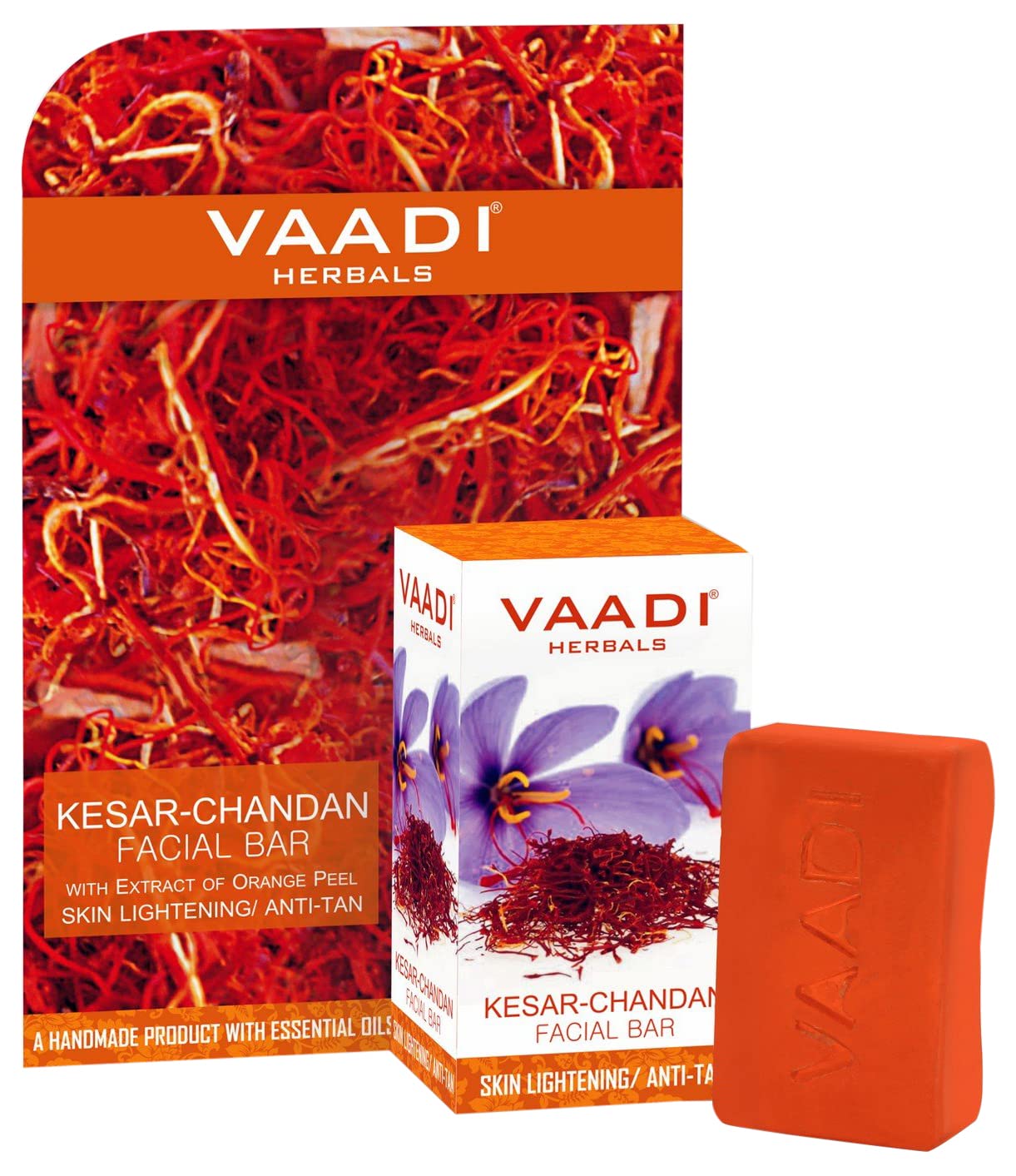 Vaadi Herbals orange peel facial bar in retail packaging