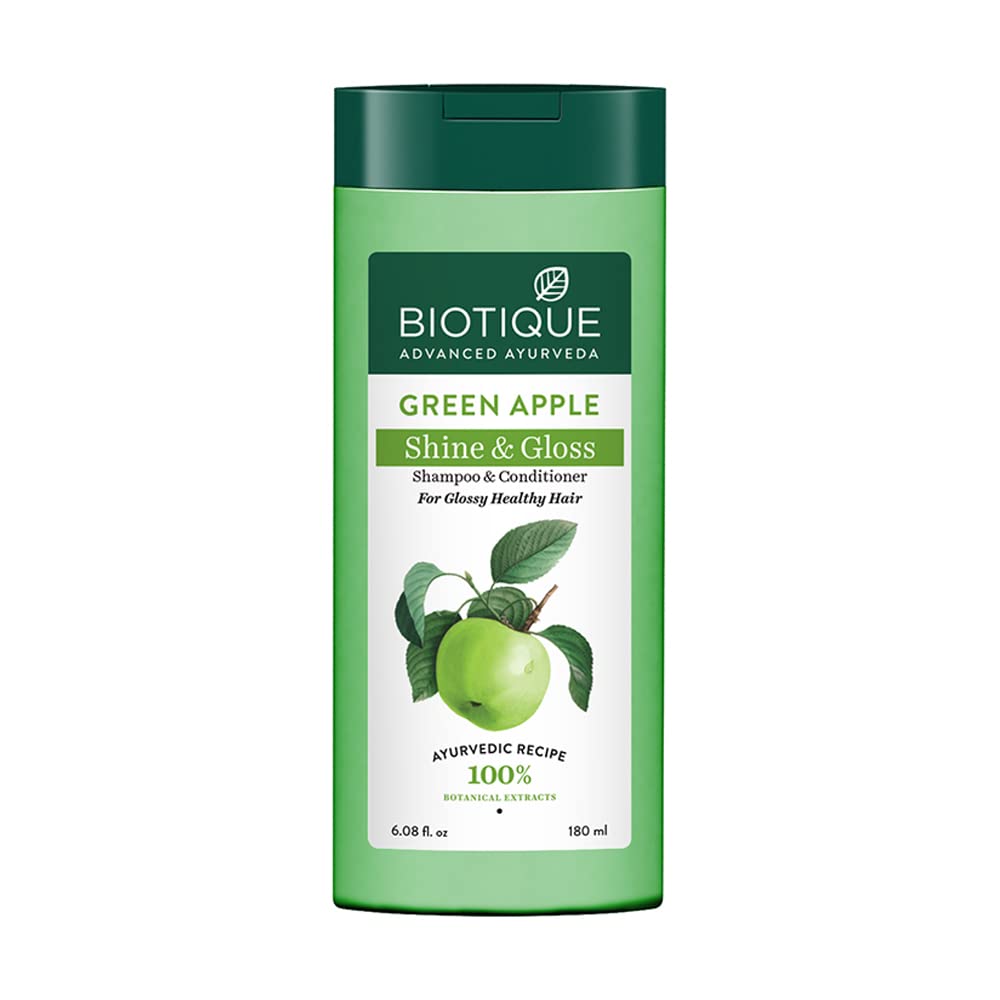 Biotique Green Apple Shampoo and Conditioner bottle front view