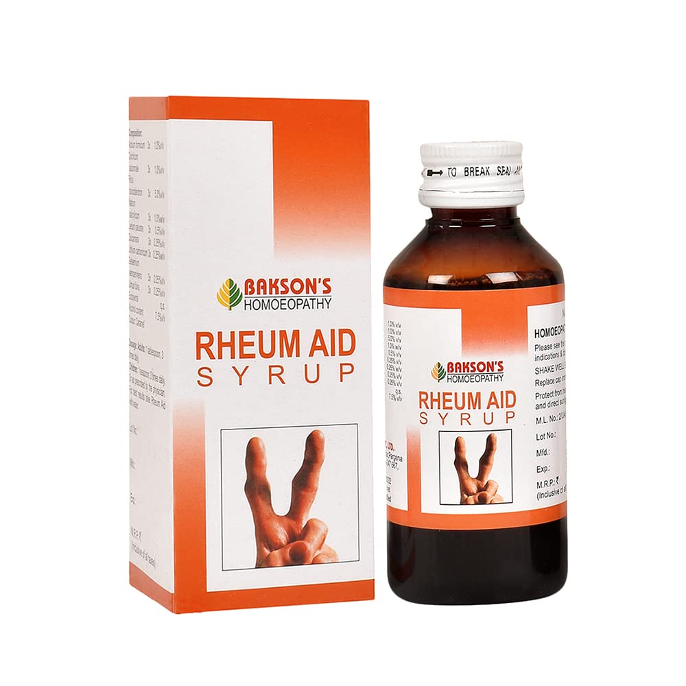 Front label of Bakson's Rheum Aid Syrup 115 ml bottle