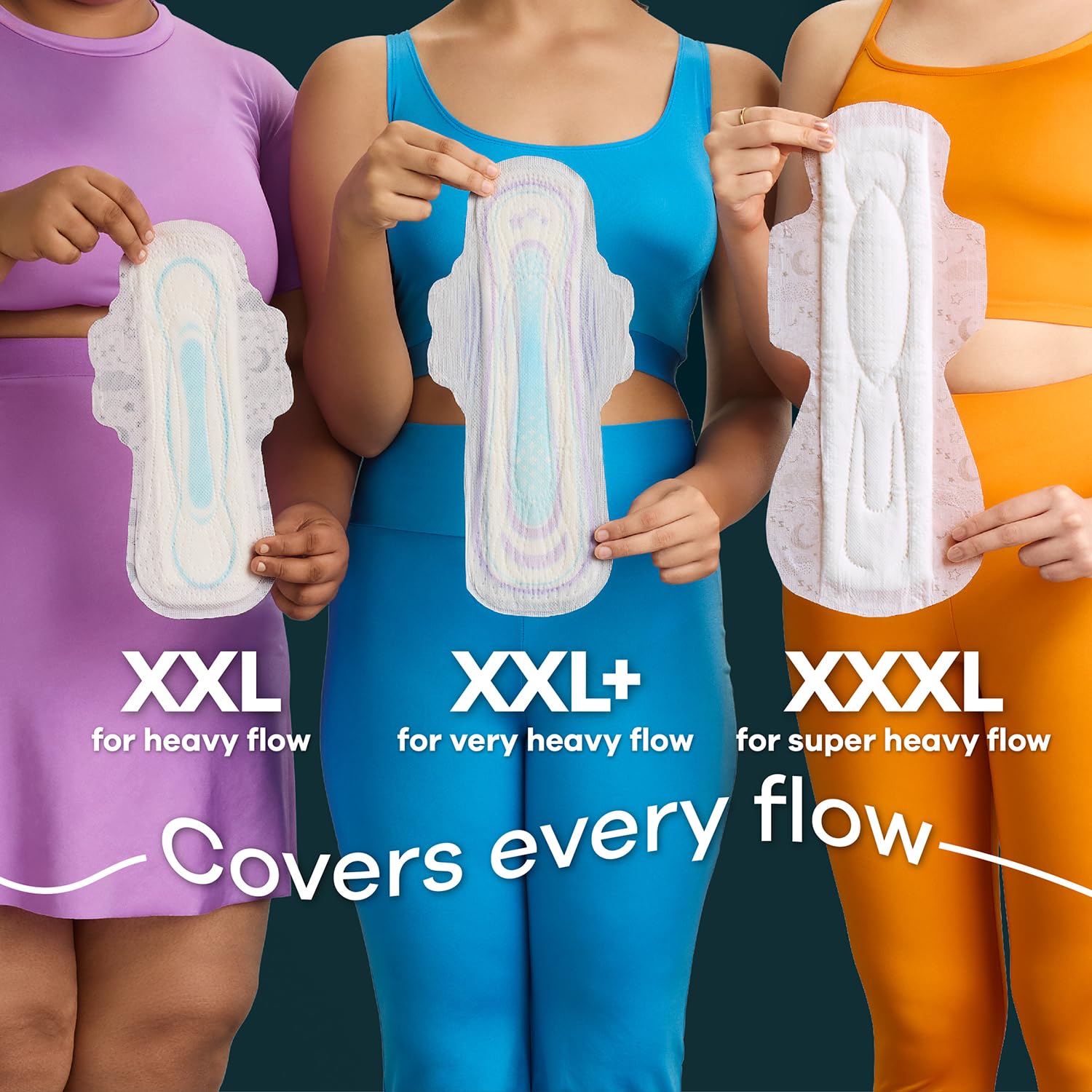 Whisper Bindazzz Nights 44 XXL Sanitary Pads, Upto 0% Leaks All Night Long, For Heavy Flow, Nearly 40% Longer with Wider Back, Active odor lock so you feel fresh, Disposable Wrapper – view 7
