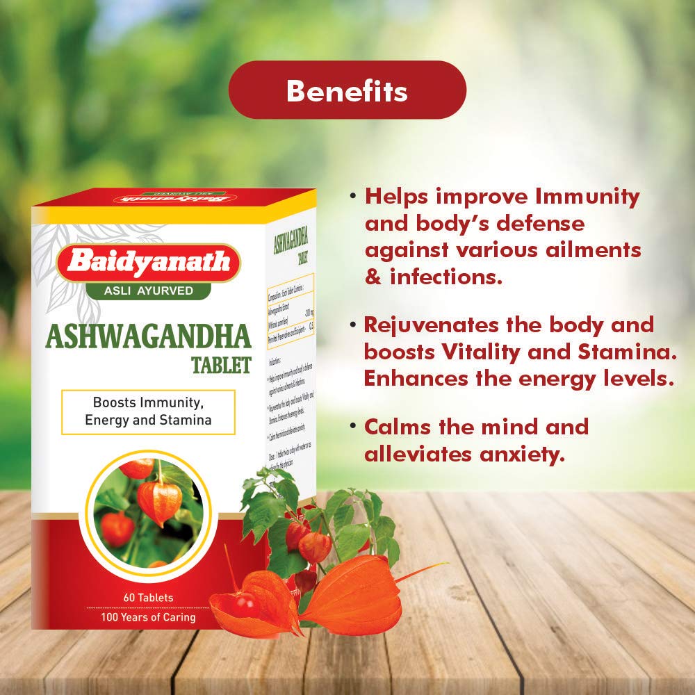 Baidyanath Asli Ayurved Ashwagandha Tablet I Immunity Booster I Antioxidant I Rejuvenate Mind & Body I 60 Tablets (Pack Of 2) – view 7