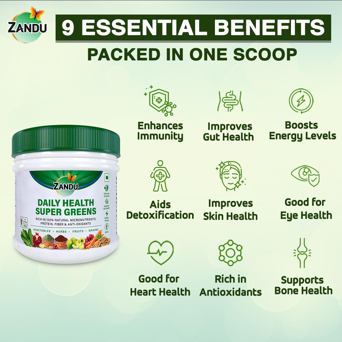 Zandu Daily Health Super Greens (250g): India – view 6
