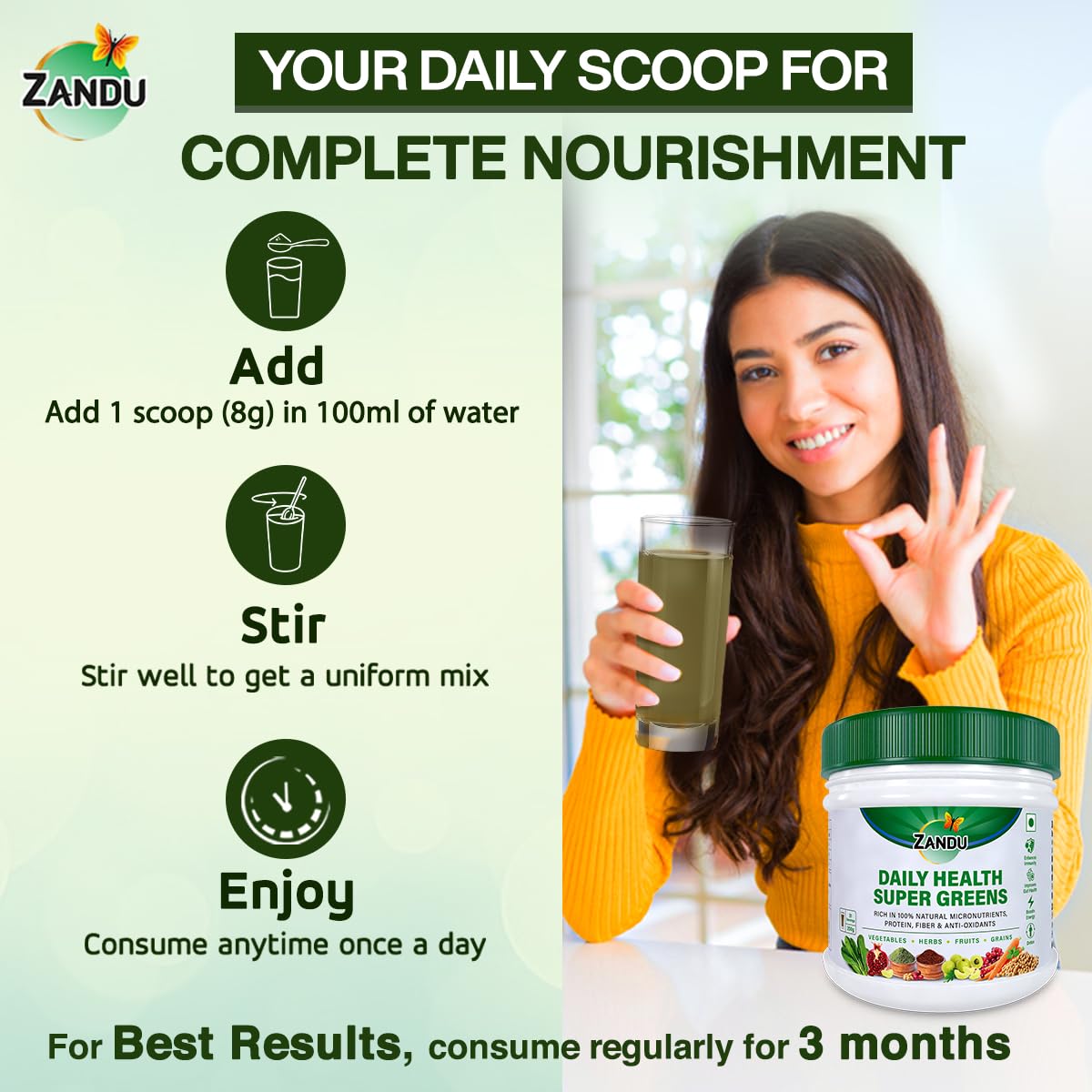 Zandu Daily Health Super Greens (250g): India – view 8