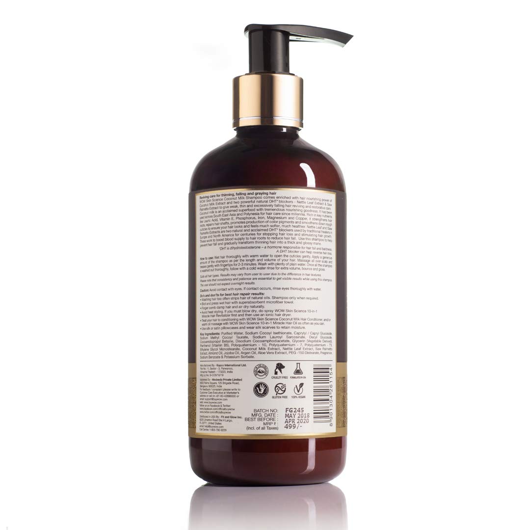 WOW Skin Science Coconut Milk Shampoo For Hair Fall/Strength/Damage/Thinning - 300ml – view 2