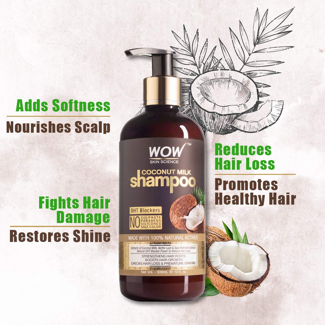 WOW Skin Science Coconut Milk Shampoo For Hair Fall/Strength/Damage/Thinning - 300ml – view 3