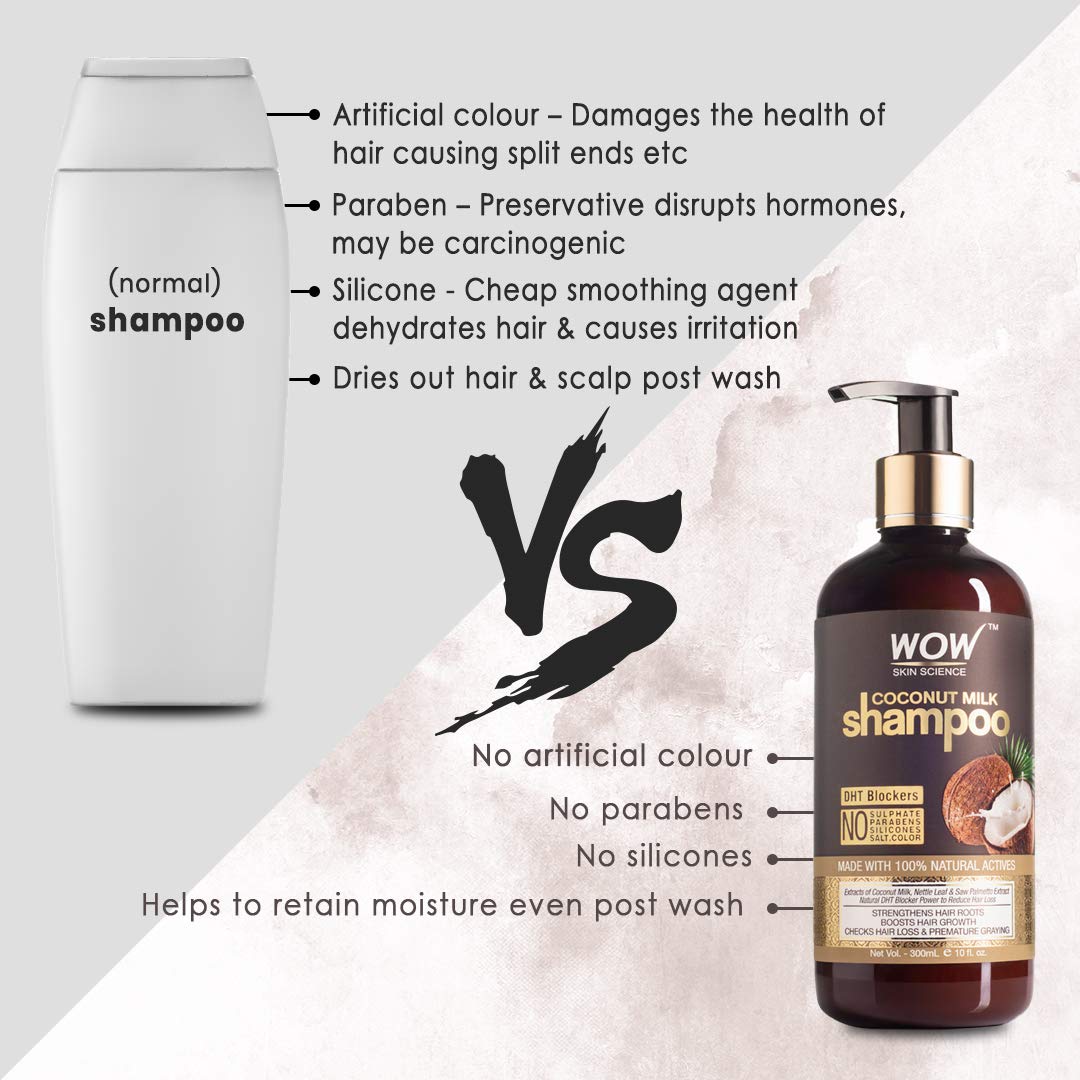WOW Skin Science Coconut Milk Shampoo For Hair Fall/Strength/Damage/Thinning - 300ml – view 6