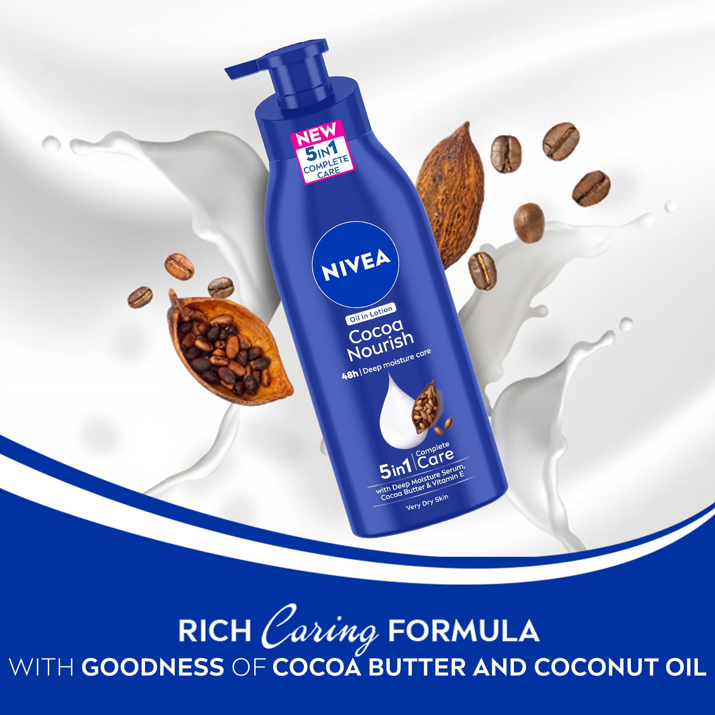 NIVEA Cocoa Nourish Body Lotion, 48H Deep Moisturization, for Very Dry Skin, Home & Travel Kit, 400ml+200ml – view 4