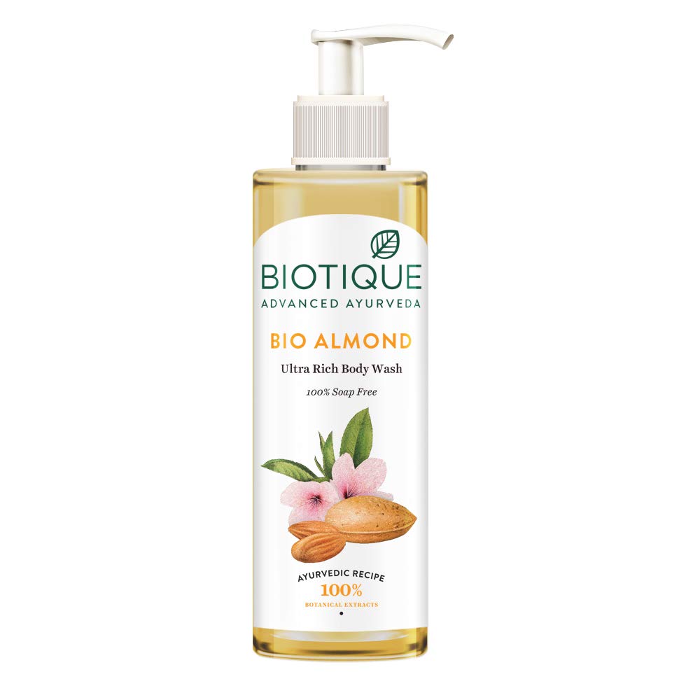 Biotique Almond Oil Ultra Rich Body Wash bottle 200 mL