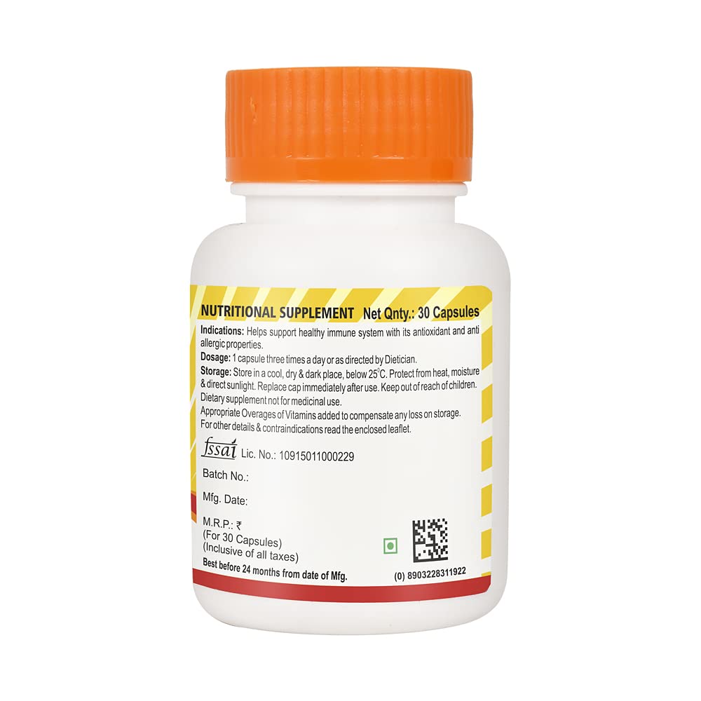 BAKSON VITAMIN-C, QUERCETIN DIHYDRATE & ZINC 30 CAPSULES – view 2