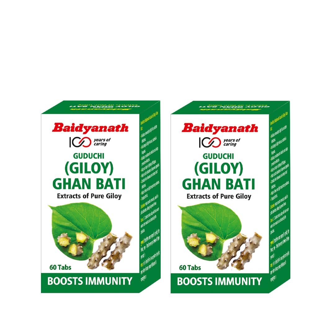 Baidyanath Guduchi Giloy tablets, two 60-tablet packs