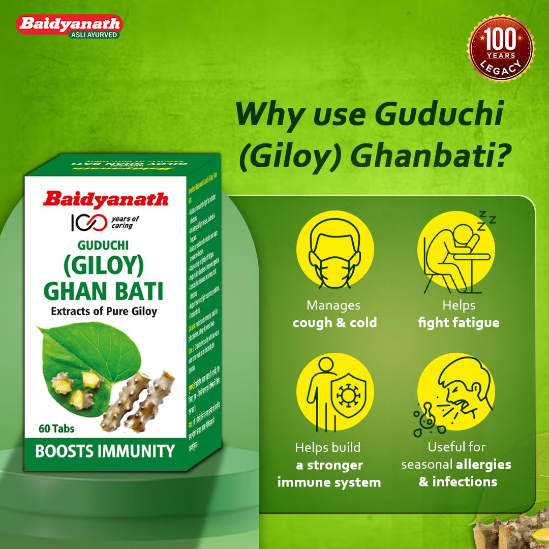 Baidyanath Guduchi (Giloy) Ghanbati - 60 Tablets (pack of 2) - Helps Boost Immunity – view 5