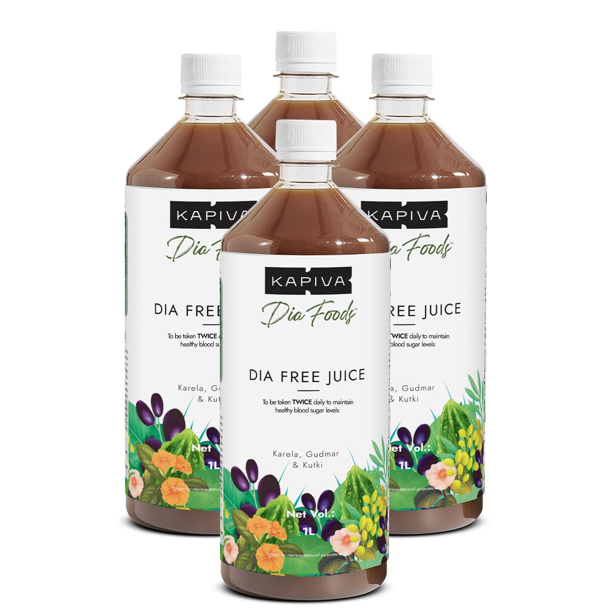 Kapiva Dia Free Juice super saver pack of four herbal juices