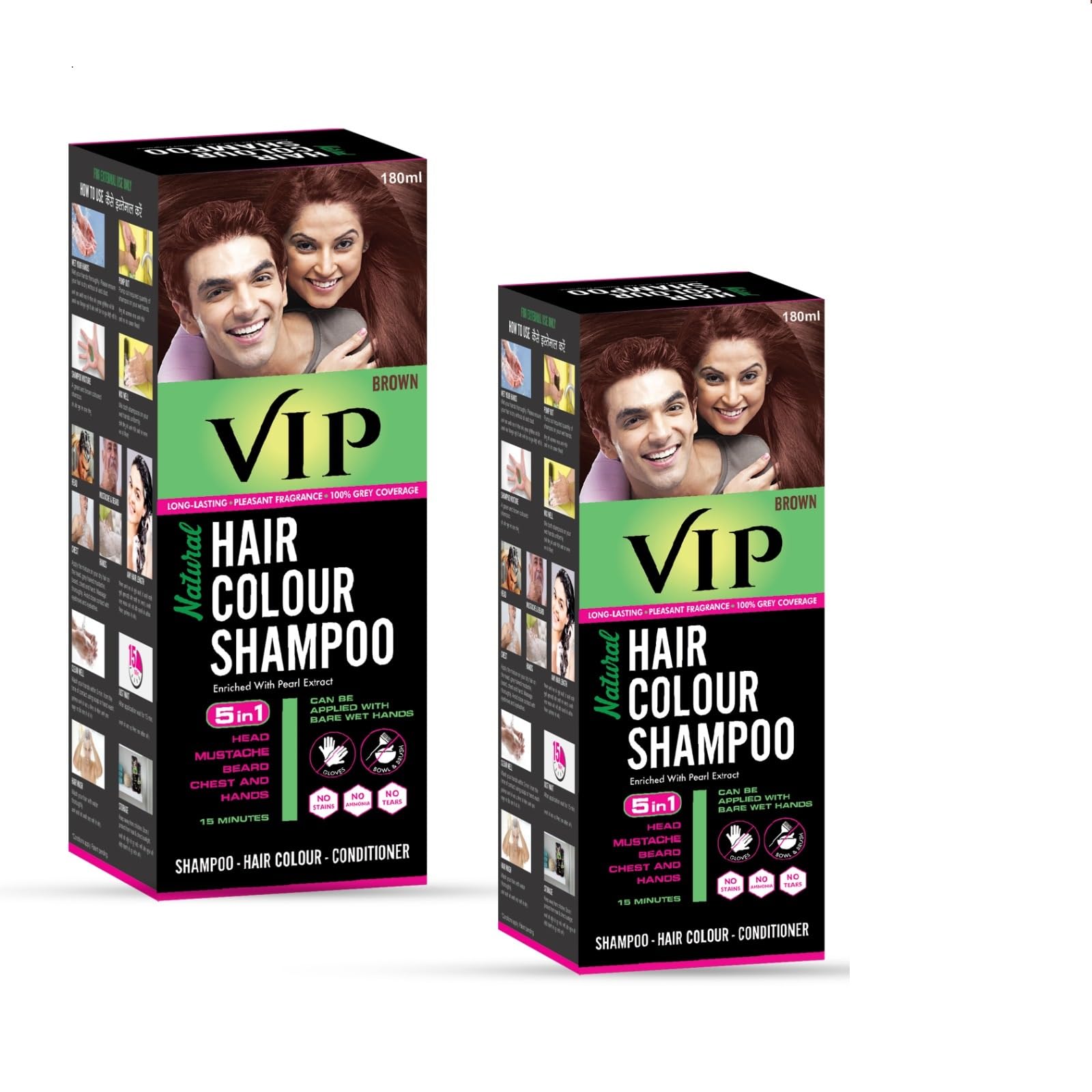 Brown hair colour shampoo duo pack for women and men