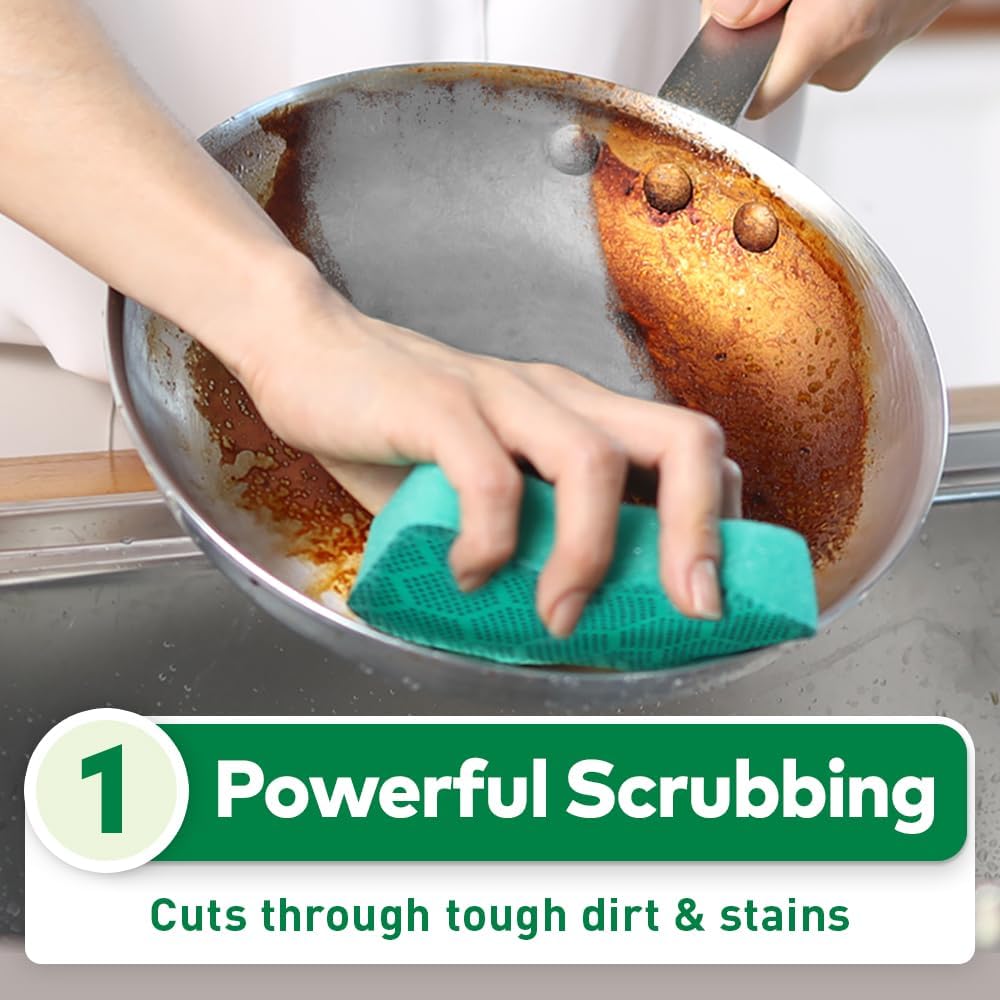 Scotch-Brite Heavy Duty Scrub Dots for Powerful Scrubbing, Suitable for Iron Cast, Stainless Steel & Non-Coated Cookware, Rinses Clean and Stays Odor Free (2 Pieces) – view 3