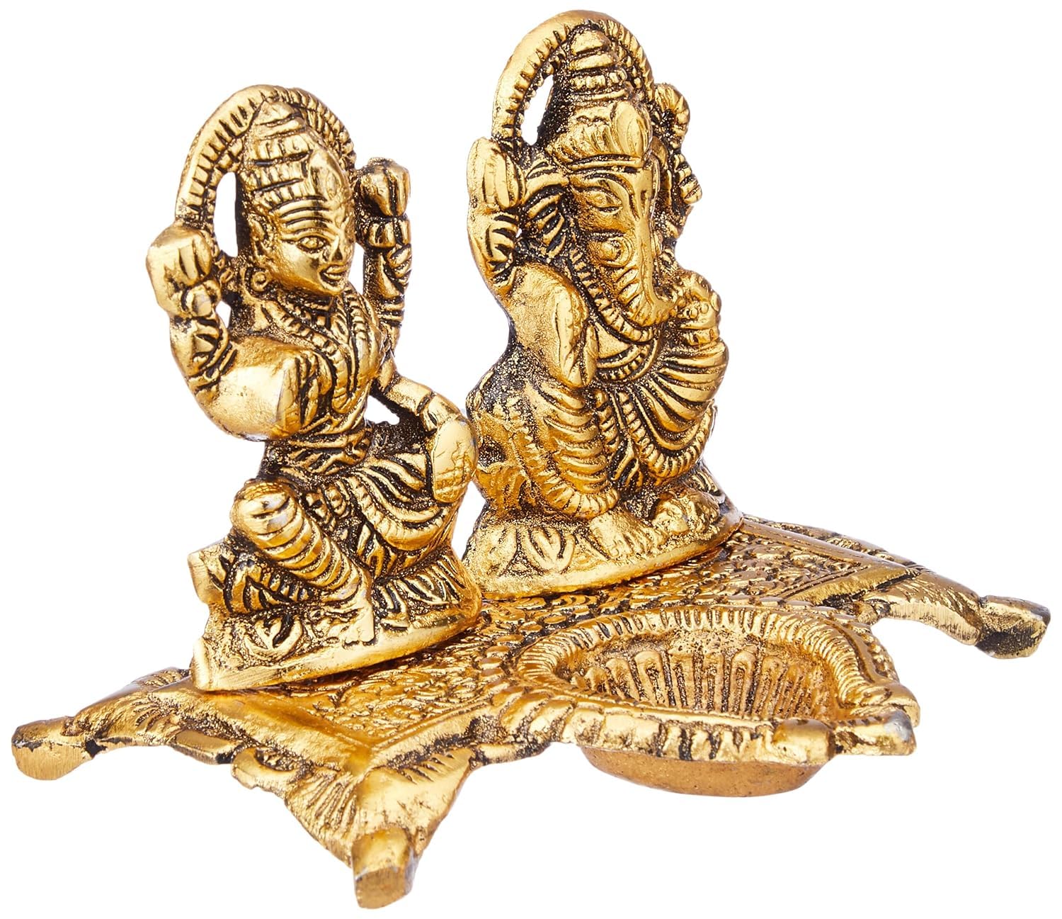 Collectible India Lakshmi Laxmi Ganesh murti Idol ganesha Diya puja Deepak - Diwali Gift Items,Metal Lakshmi Ganesh Statue - Diwali Home Decoration Items - Lakshmi Ganesh for Diwali Showpiece Oil Lamp