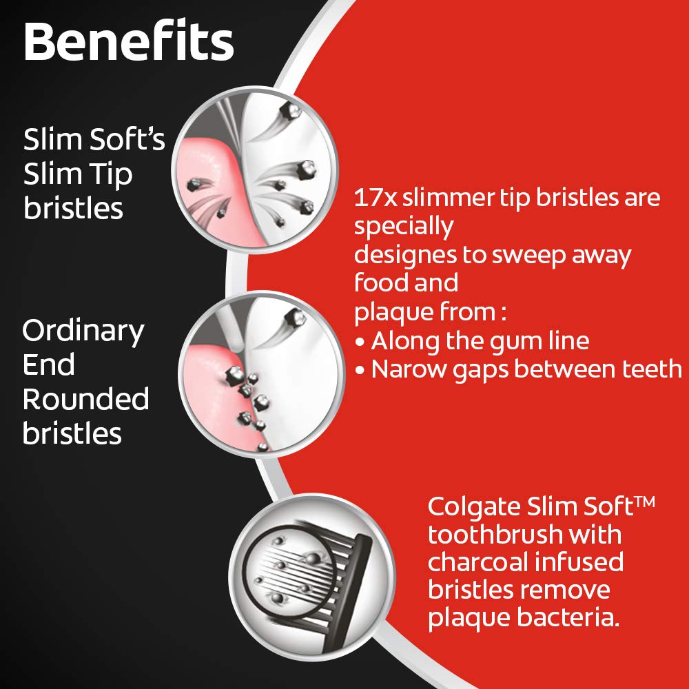 Colgate Charcoal Gentle Deep Cleaning manual Toothbrush for adults - 4 Pieces (Slim Soft) – view 2