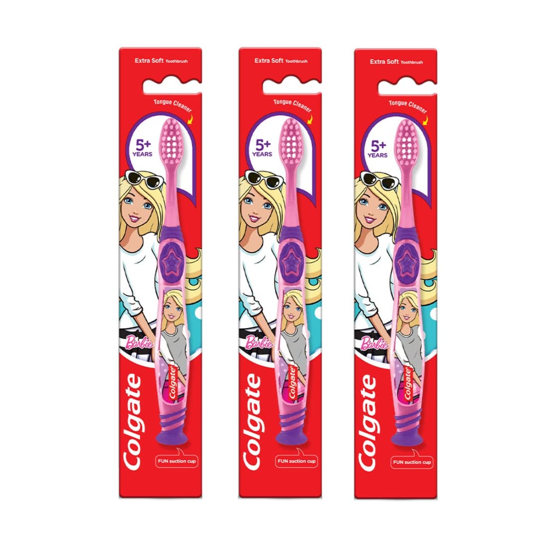 Multicolor kids toothbrushes with extra soft bristles and suction cups