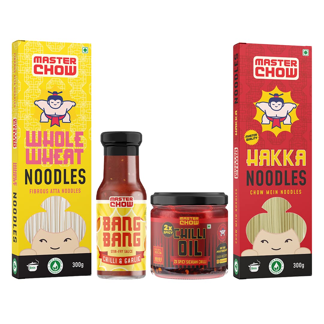 MasterChow chowmein kit with Hakka noodles and whole wheat noodles