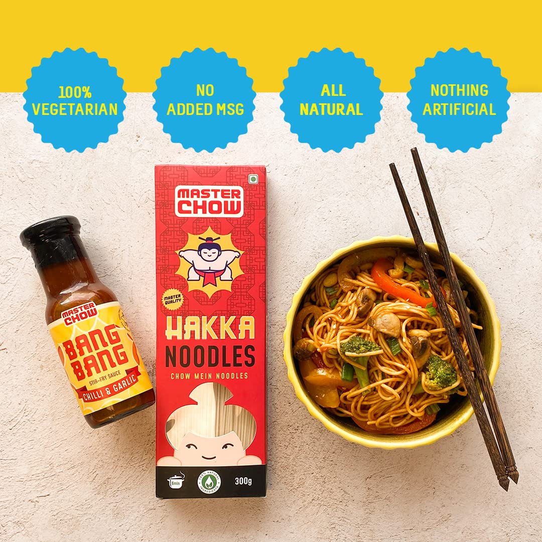 MasterChow Spicy Chowmein Pack - Extra Spicy 2x Chilli Oil Dip with Healthy Whole Wheat Noodles, Hakka Noodles & Bang Bang Chilli Garlic Cooking Sauce – view 4
