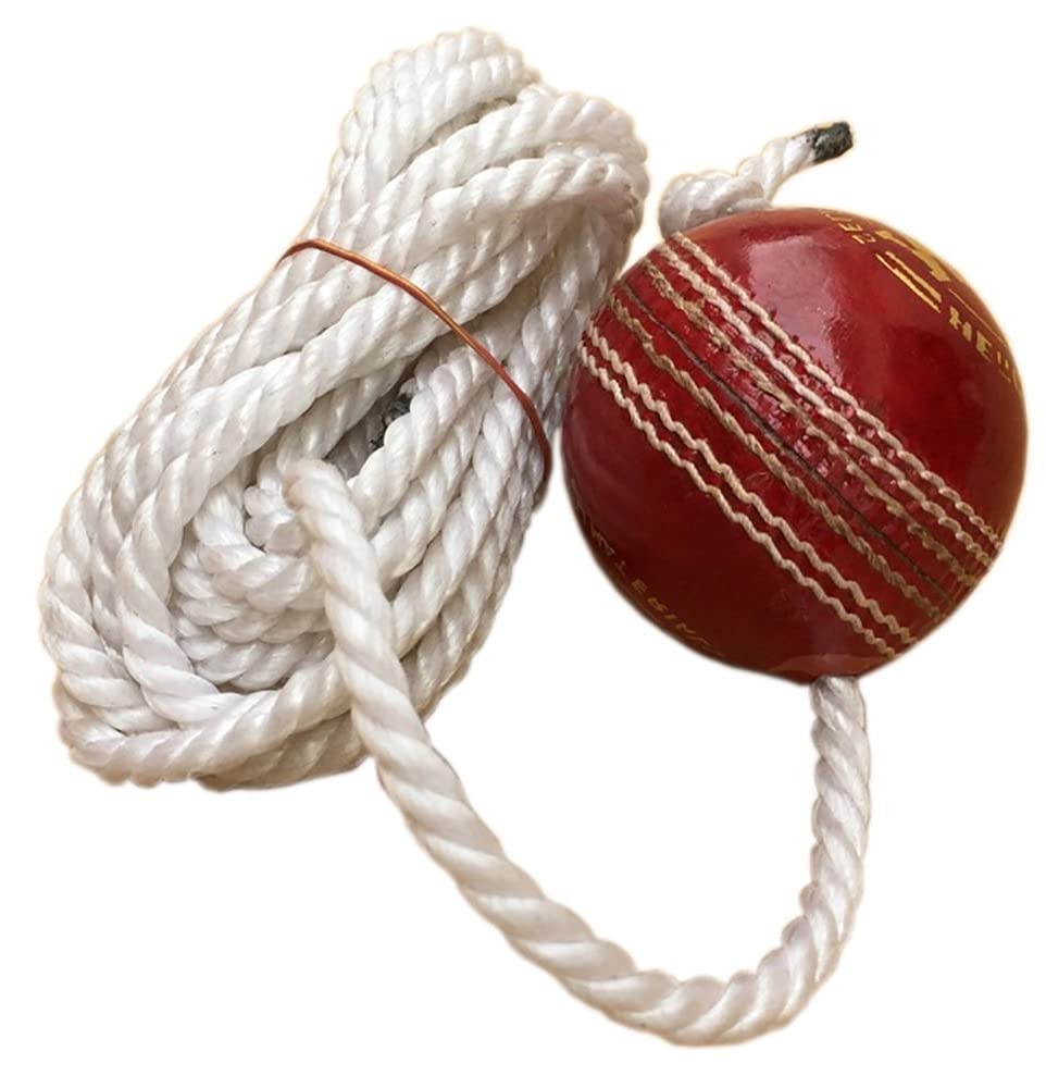 TIMA Leather Cricket Shot Practice Hanging Ball, String Cricket Ball and Knocking Cricket Ball with Rope (Multi-Color) (Pack of 1) – view 2