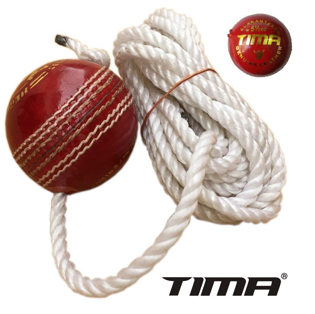 TIMA Leather Cricket Shot Practice Hanging Ball, String Cricket Ball and Knocking Cricket Ball with Rope (Multi-Color) (Pack of 1) – view 5