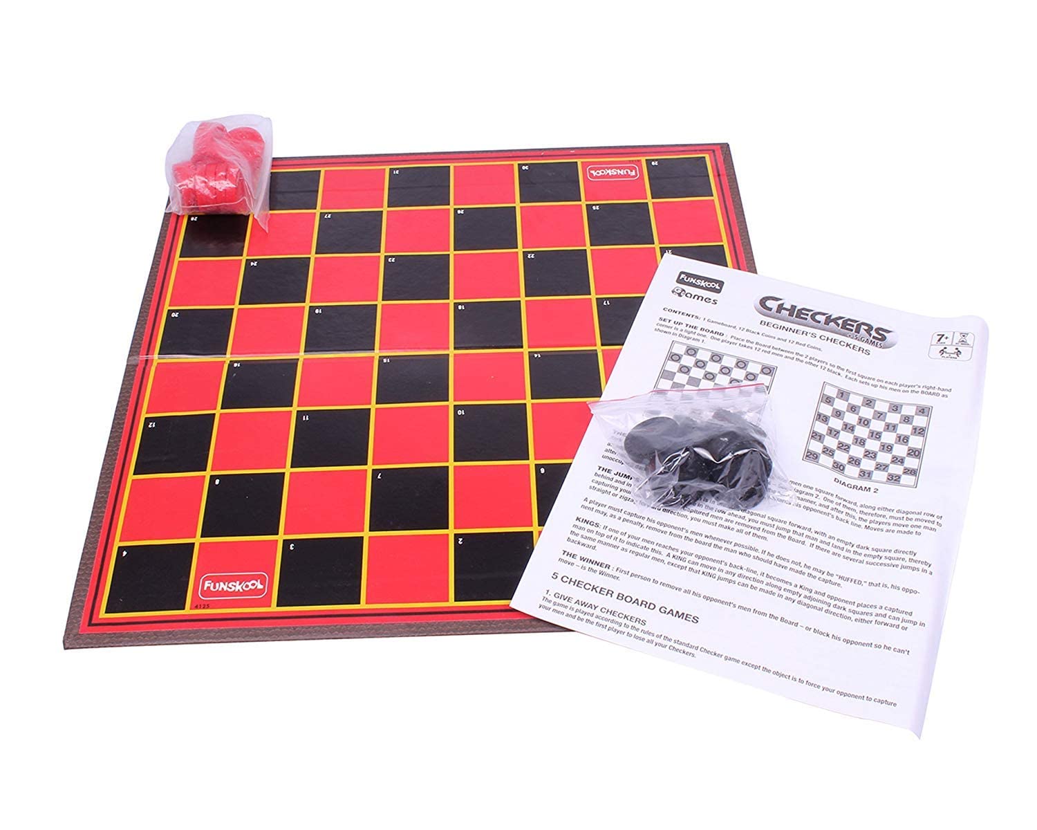 Funskool Games - Checkers Plus 5, 5 in 1 checkers board games, Kids & family, 2 players, 7 & above