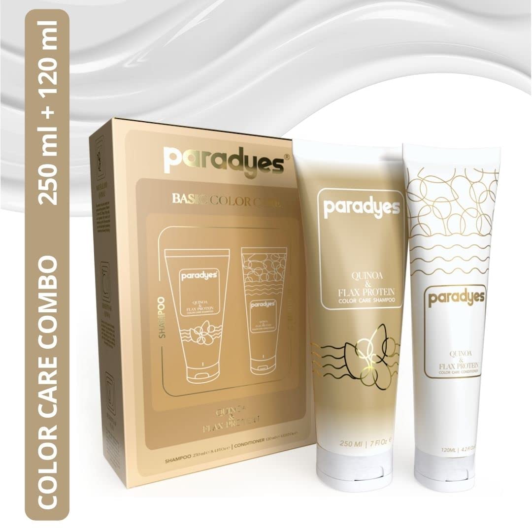 Paradyes shampoo bottle for color care with quinoa and flax protein