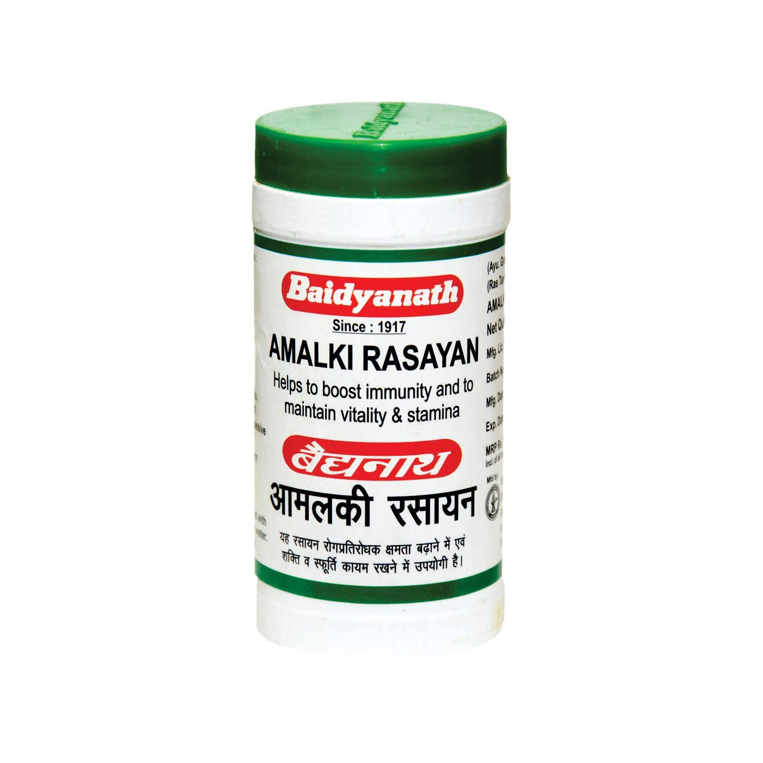 Front pack of Baidyanath Amlaki Rasyan 120 g powder bag