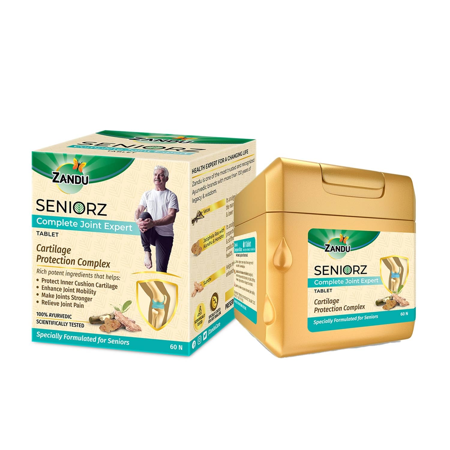 Zandu Seniorz Joint Expert Tablets jar front view