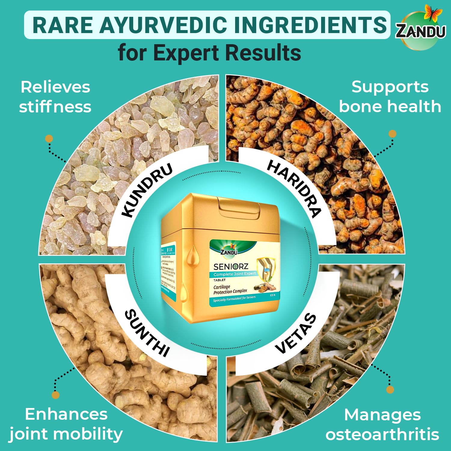 Zandu Seniorz Complete Joint Expert Tablet, 60 Tablets Helps Protect Joints, Relieve Joint Pain & Make Joints Strong, Supports Overall Joint Health,100% Ayurvedic & Natural Supplement – view 5