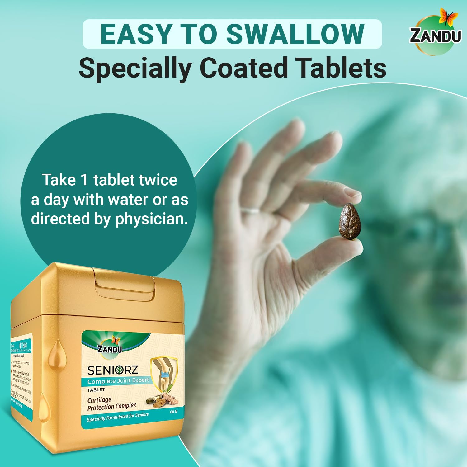 Zandu Seniorz Complete Joint Expert Tablet, 60 Tablets Helps Protect Joints, Relieve Joint Pain & Make Joints Strong, Supports Overall Joint Health,100% Ayurvedic & Natural Supplement – view 7