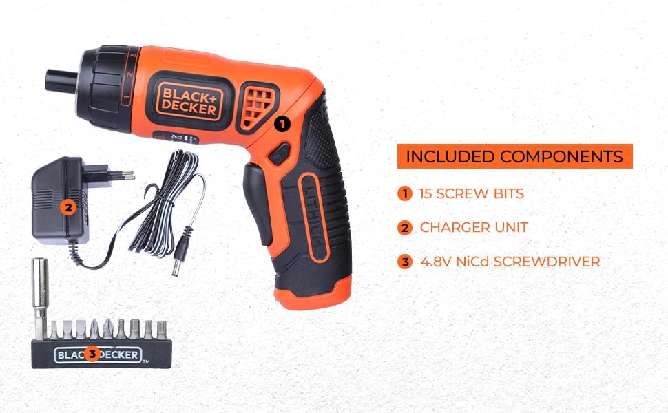 BLACK+DECKER BDCS36F 3.6V Li-Ion Cordless Screw Driver Kit with LED Guiding Light (10-Bits), Orange (BDCS36F-IN) – view 4
