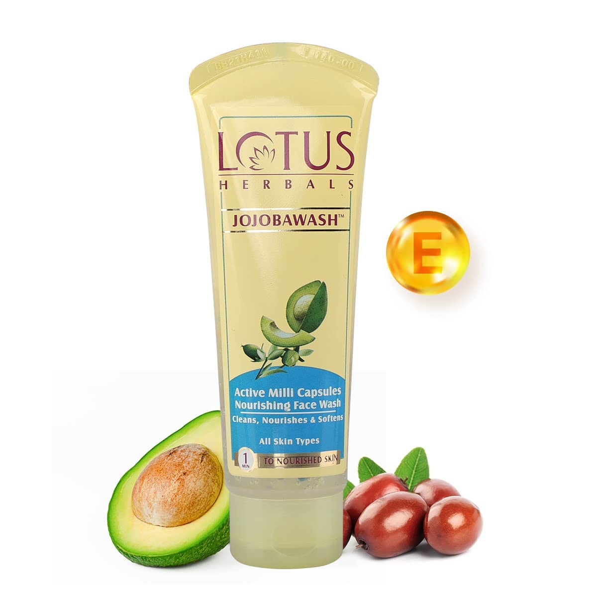 Fresh gel face wash tube from Lotus Herbals with jojoba