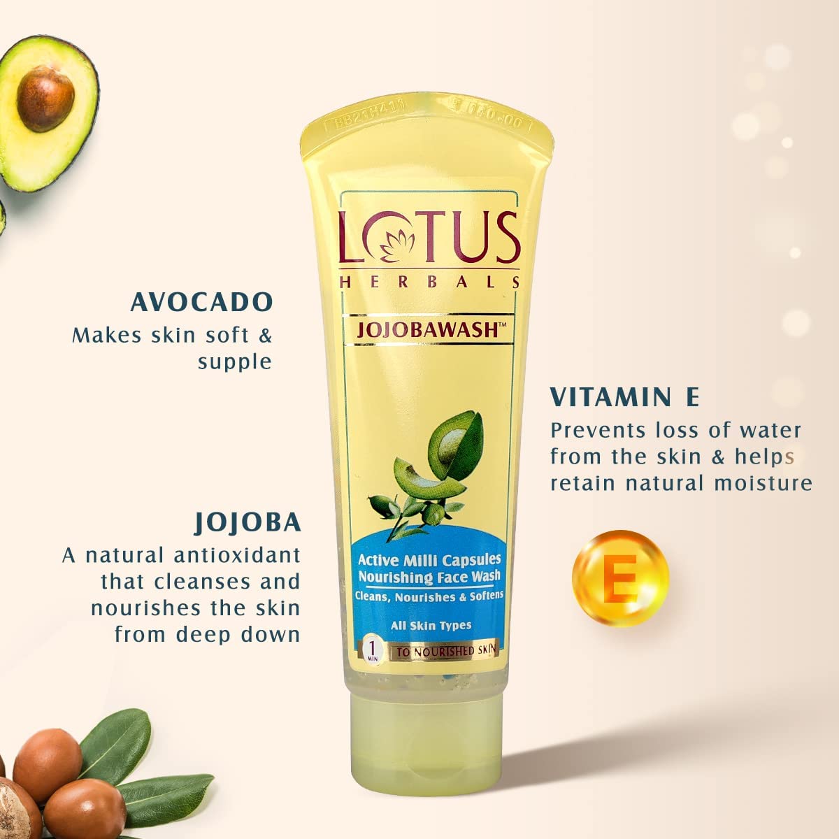 Lotus Herbals Jojoba Face Wash, Active Milli Capsules, 120g – view 3