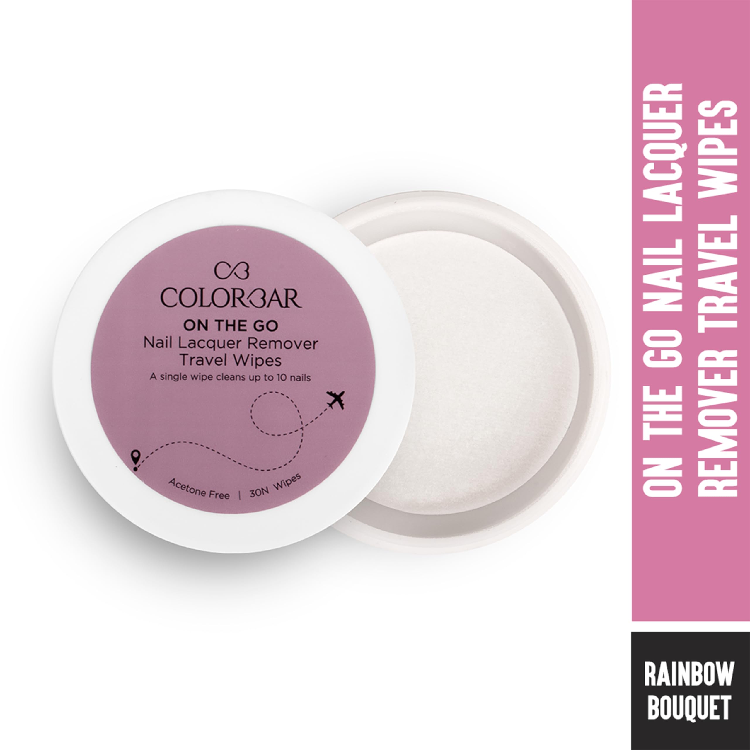Colorbar On the Go Nail Lacquer Remover Wipes, Rainbow Bouquet, 30 Pieces – view 2