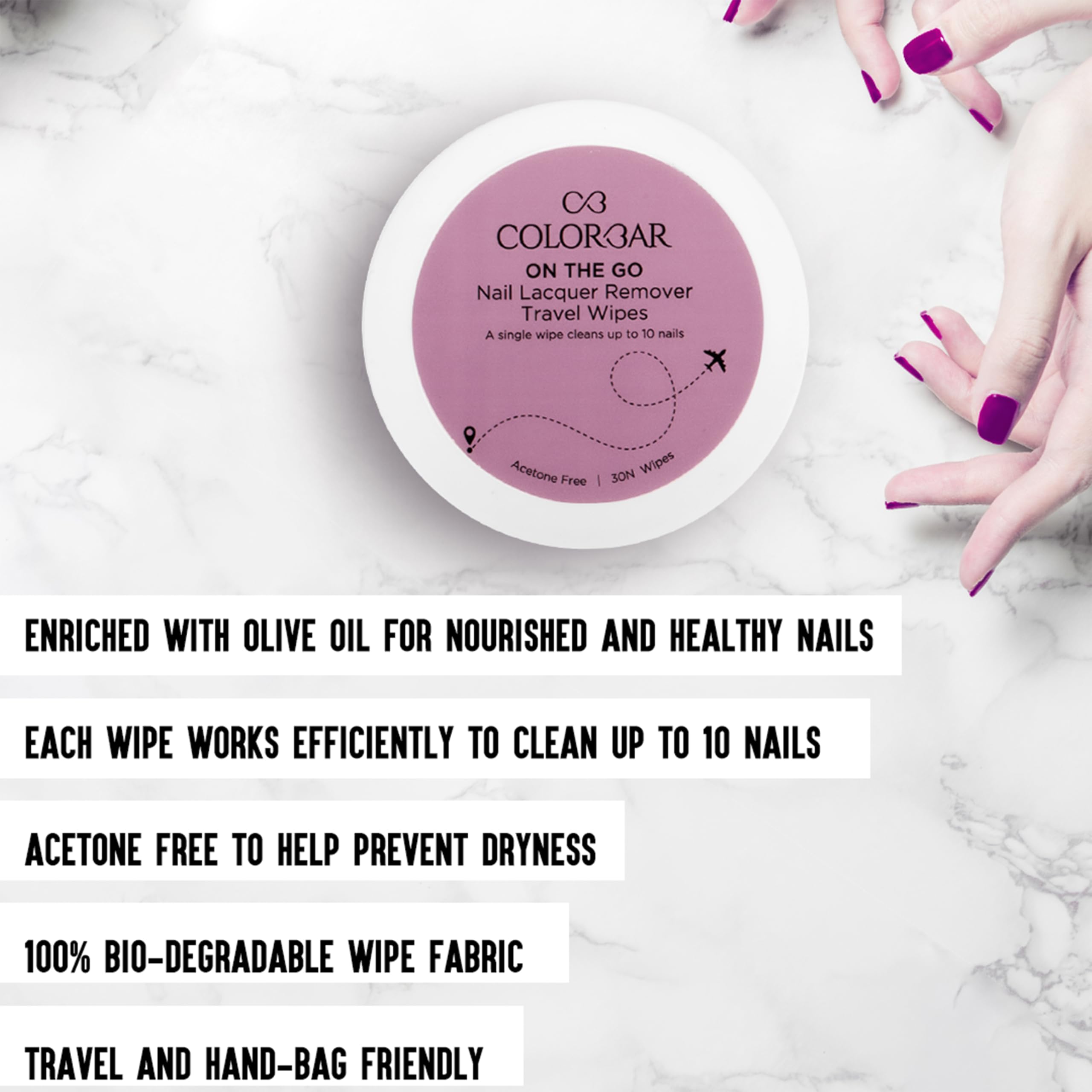 Colorbar On the Go Nail Lacquer Remover Wipes, Rainbow Bouquet, 30 Pieces – view 3