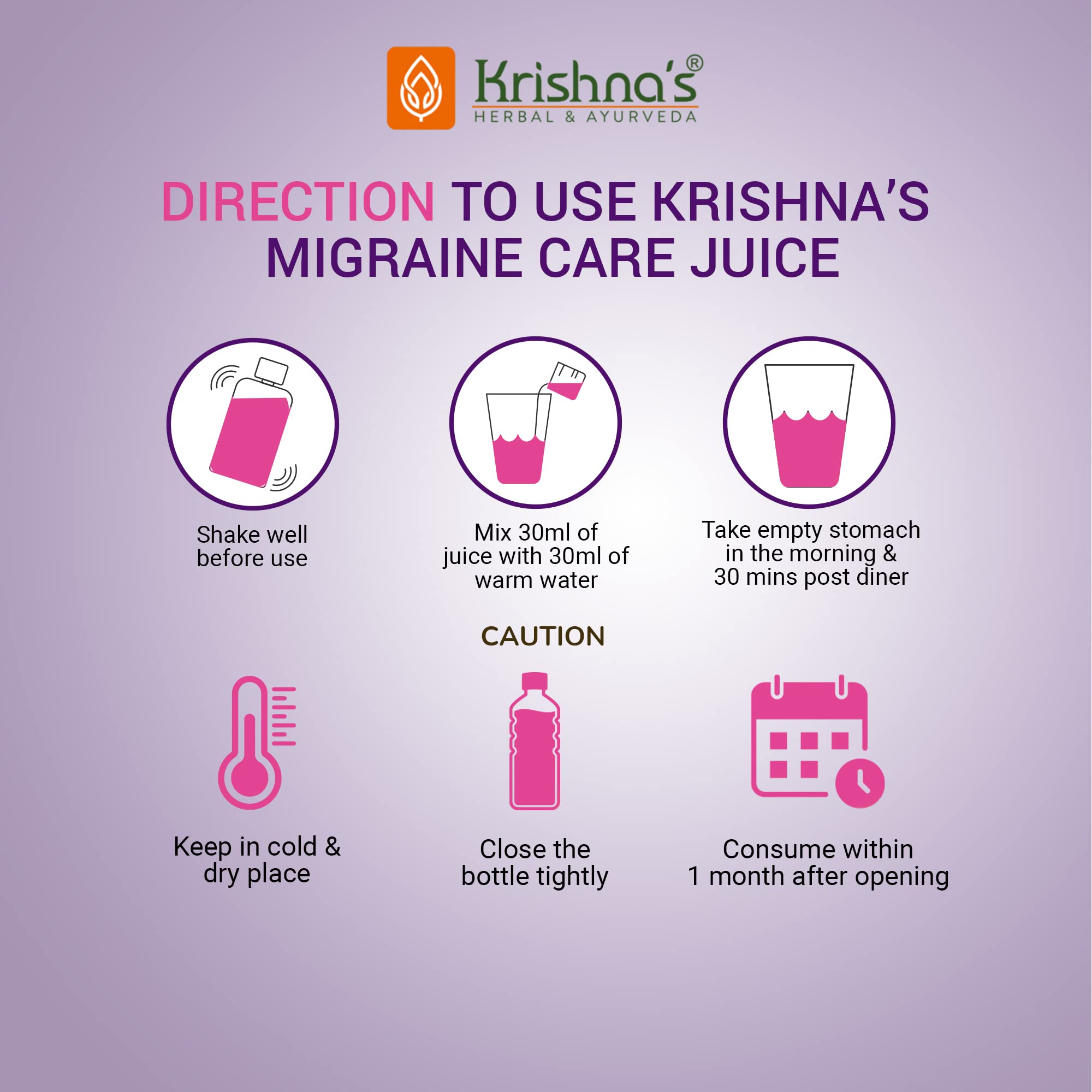 KRISHNA'S HERBAL & AYURVEDA Migraine Care Juice - 500 ml – view 6