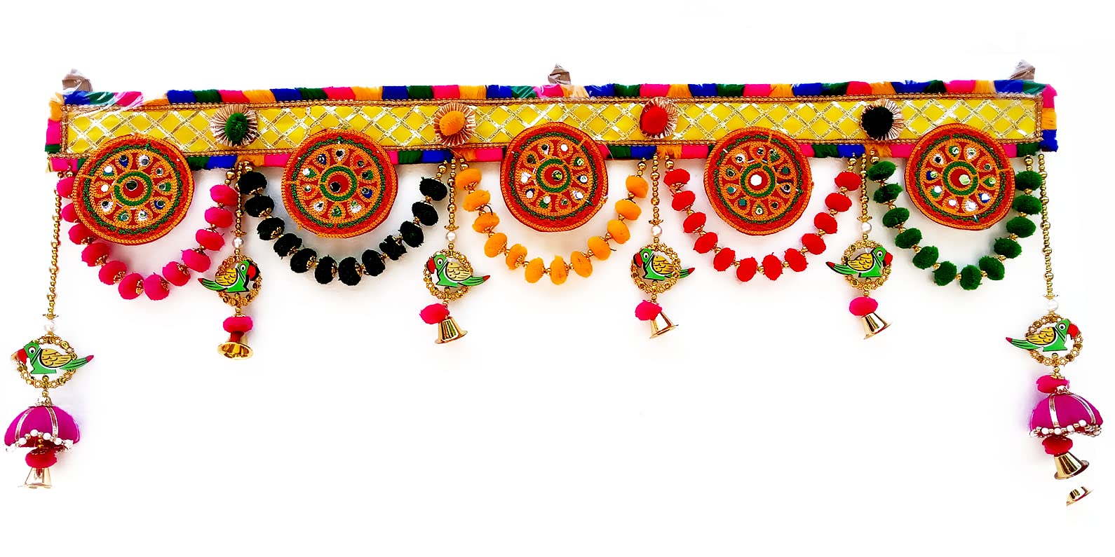CraftVatika Toran Toranam Hanging Bandarwal for Main Entrance Door Pooja Room Wall Home Decoration Handmade Latest Traditional Design (Type 8), 94 Cm,Multicolour