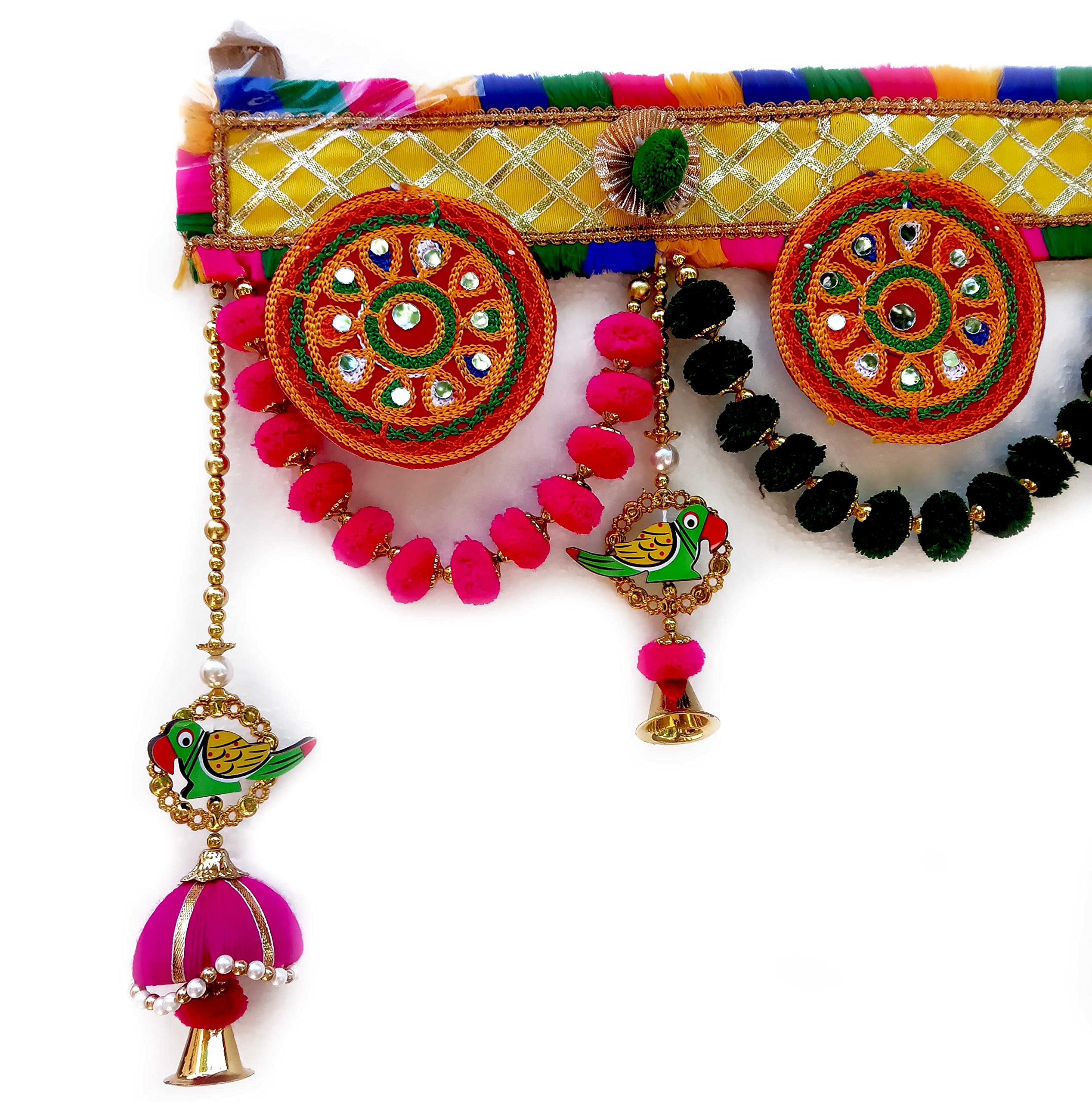CraftVatika Toran Toranam Hanging Bandarwal for Main Entrance Door Pooja Room Wall Home Decoration Handmade Latest Traditional Design (Type 8), 94 Cm,Multicolour – view 4