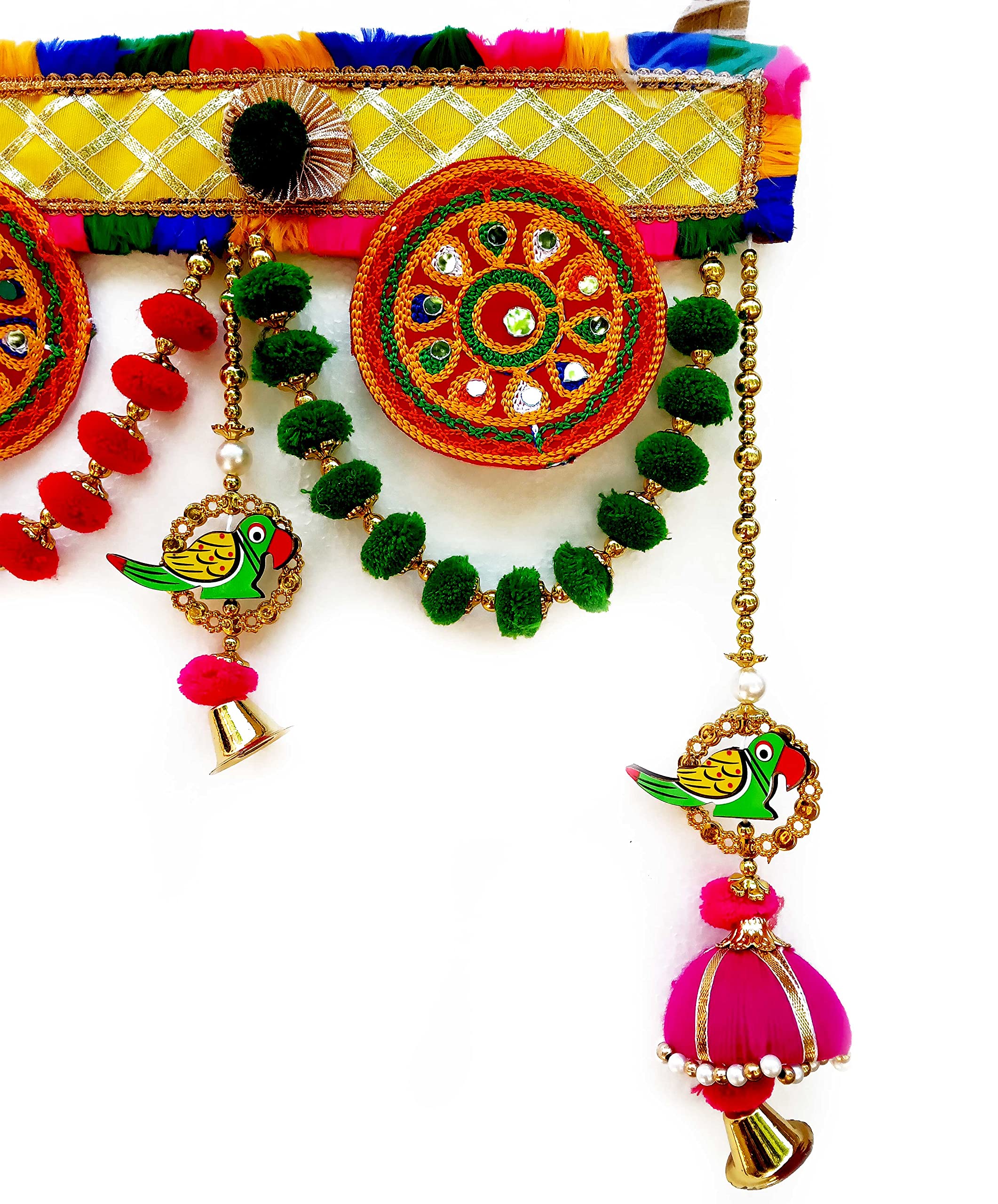 CraftVatika Toran Toranam Hanging Bandarwal for Main Entrance Door Pooja Room Wall Home Decoration Handmade Latest Traditional Design (Type 8), 94 Cm,Multicolour – view 5