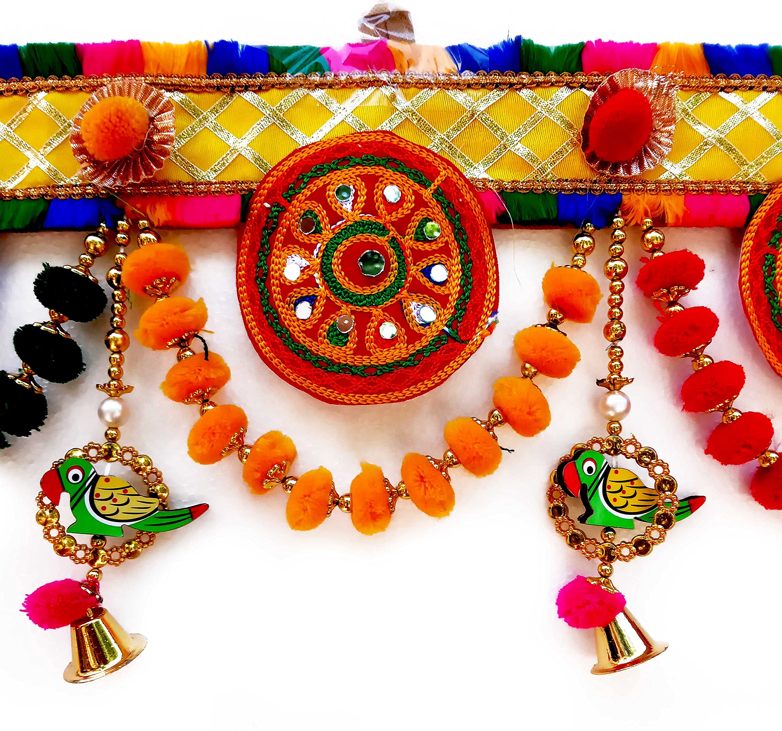 CraftVatika Toran Toranam Hanging Bandarwal for Main Entrance Door Pooja Room Wall Home Decoration Handmade Latest Traditional Design (Type 8), 94 Cm,Multicolour – view 6
