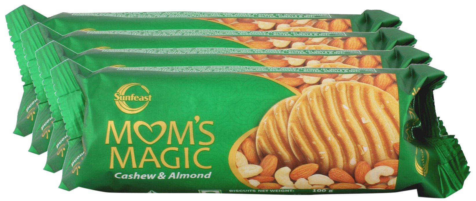 Sunfeast Mom's Magic Cashew and Almonds 100g pack of four
