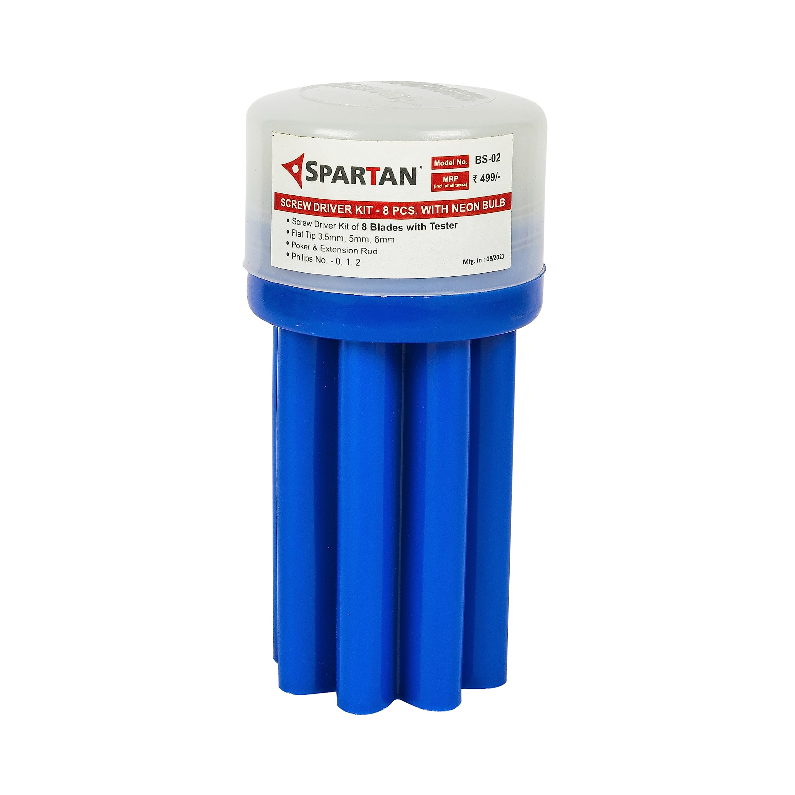 Spartan BS-02 8-in-1 Pc Screw Driver Kit With 3 Flat Blades, 3 Phillips Head, 1 Round Poker Bar, Extension Rod – view 2