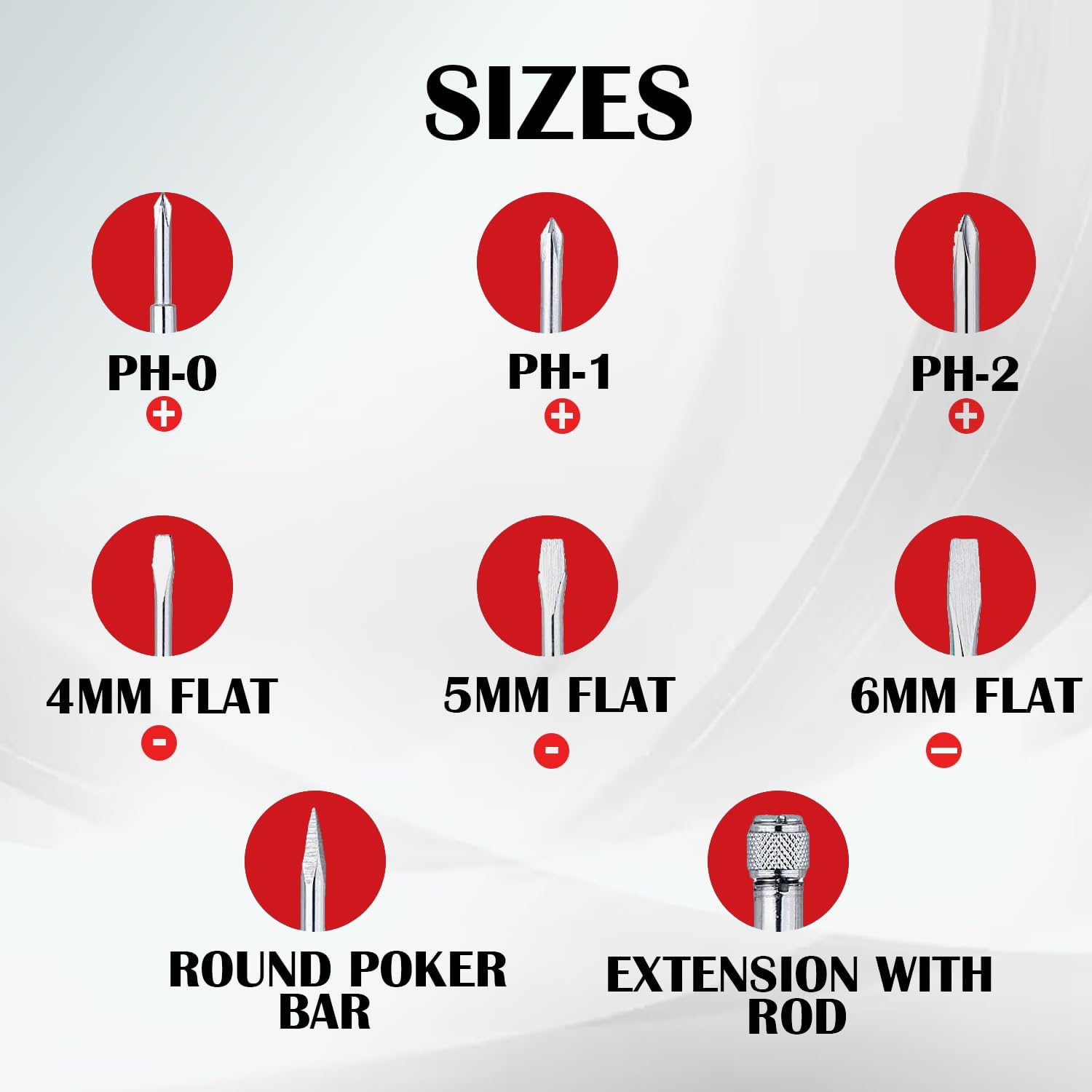 Spartan BS-02 8-in-1 Pc Screw Driver Kit With 3 Flat Blades, 3 Phillips Head, 1 Round Poker Bar, Extension Rod – view 5