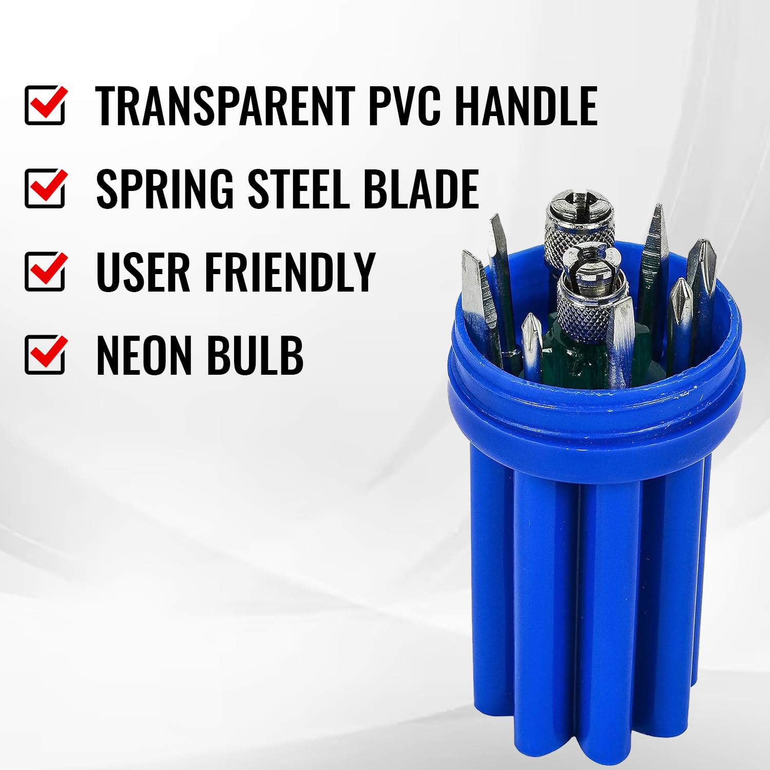 Spartan BS-02 8-in-1 Pc Screw Driver Kit With 3 Flat Blades, 3 Phillips Head, 1 Round Poker Bar, Extension Rod – view 7