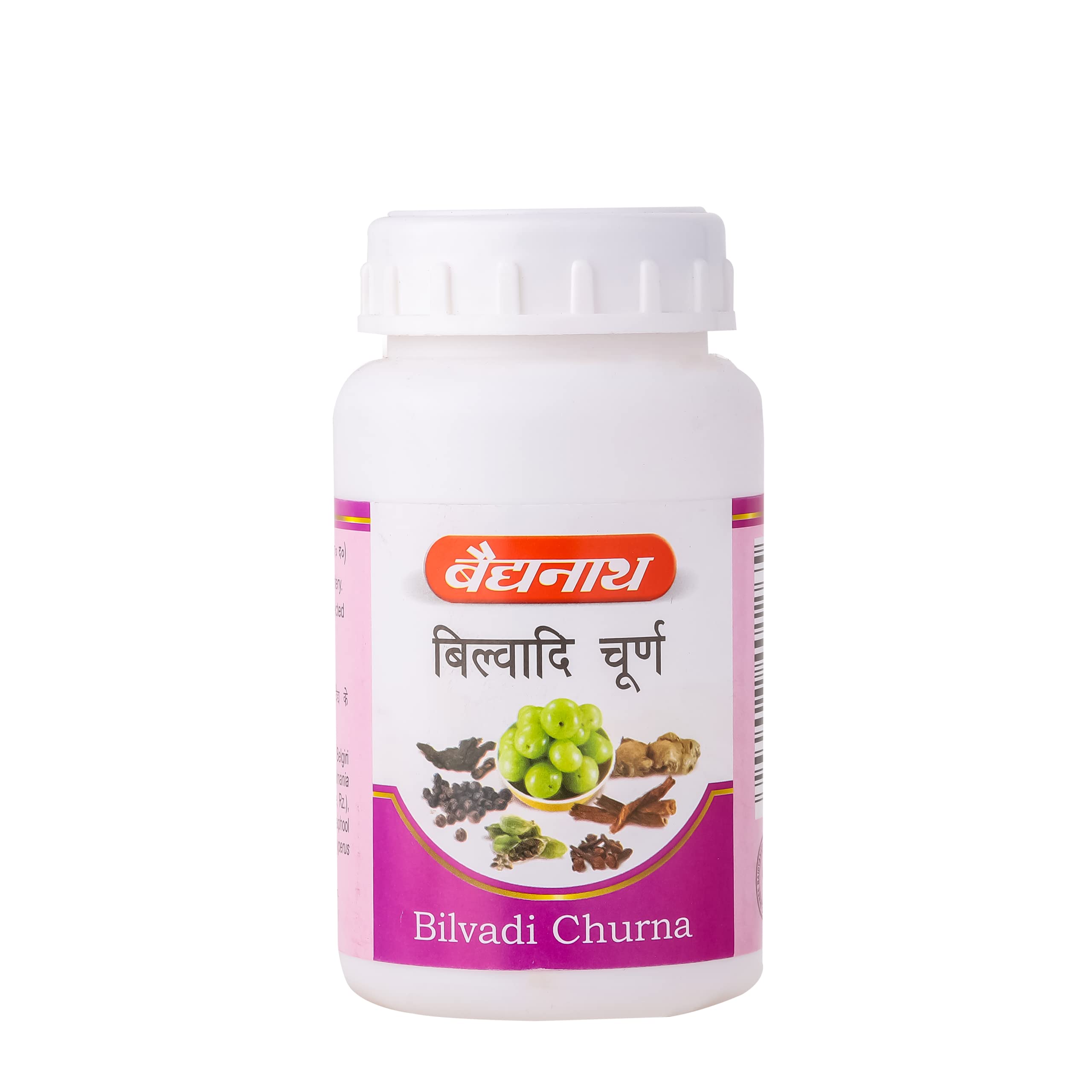 Front view of Baidyanath Bilvadi Churna 60g jar