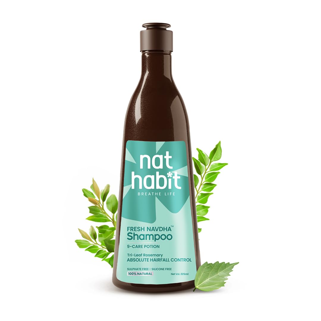 Front view of Nat Habit rosemary shampoo 250 ml bottle