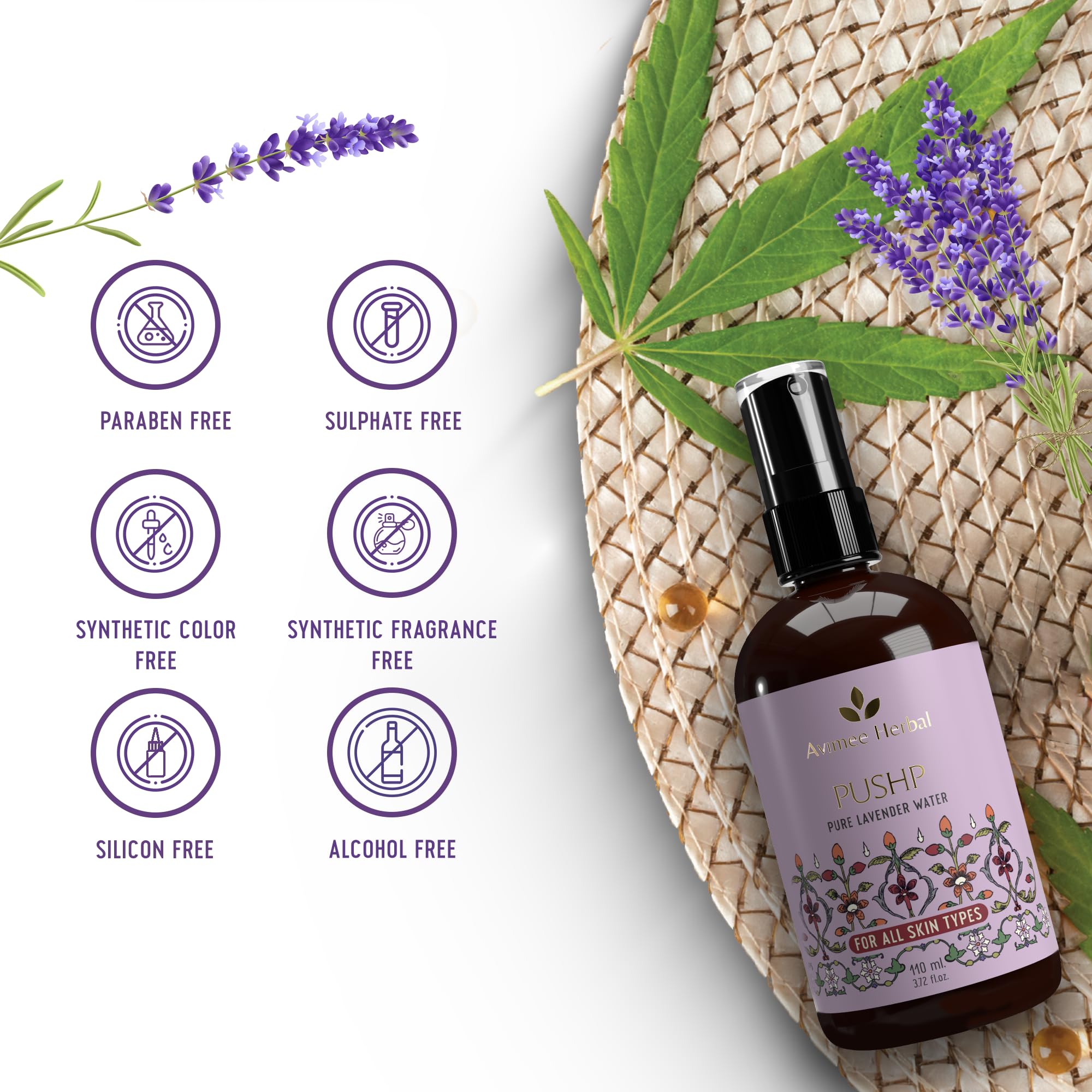 AVIMEE HERBAL Pushp Pure Lavender Water – view 5