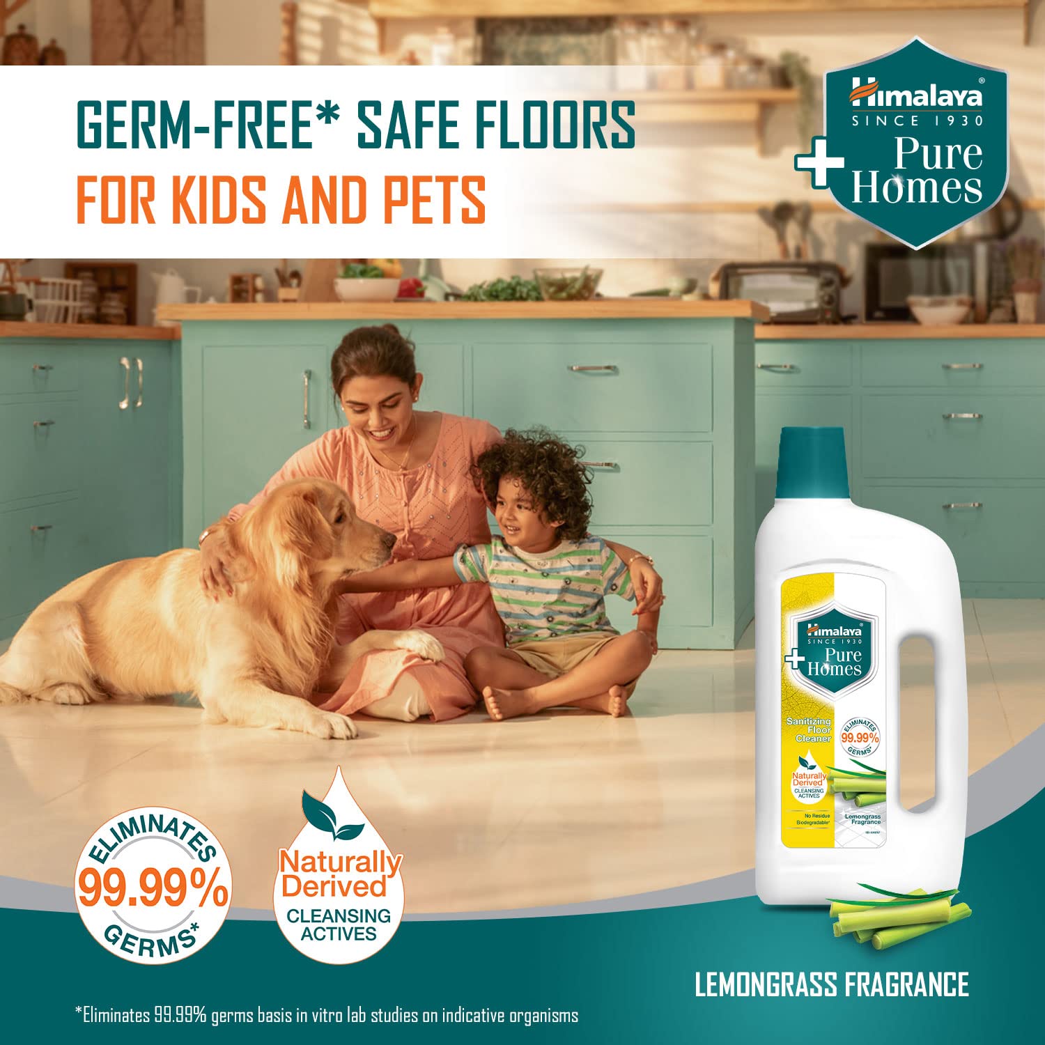 Himalaya Pure Homes Sanitizing Floor Cleaner LEMONGRASS 1 LITRE, Green (RXZER23) – view 2